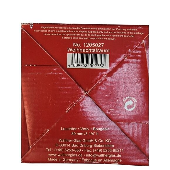 Original Weihnachtstraum Votive Candle Holder Clear Glass Made In Germany With C - Picture 4 of 8